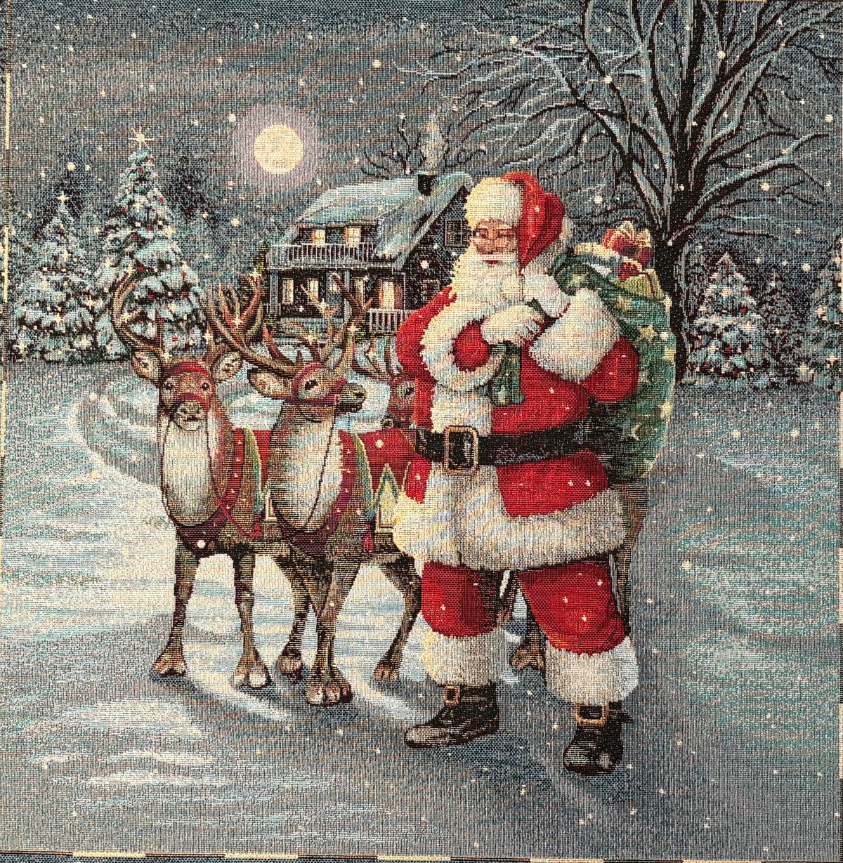 Pannello in gobelin cm. 47 x 47 "Babbo & Renna" # 2