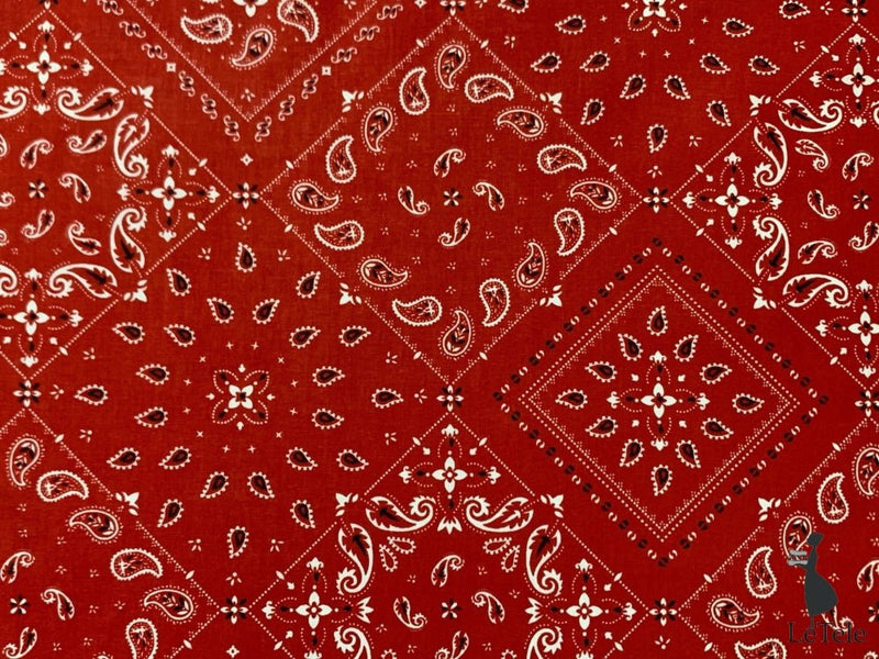 tessuto arredo in cotone stampato "Paisley" rosso - letele.it tessuti arredo