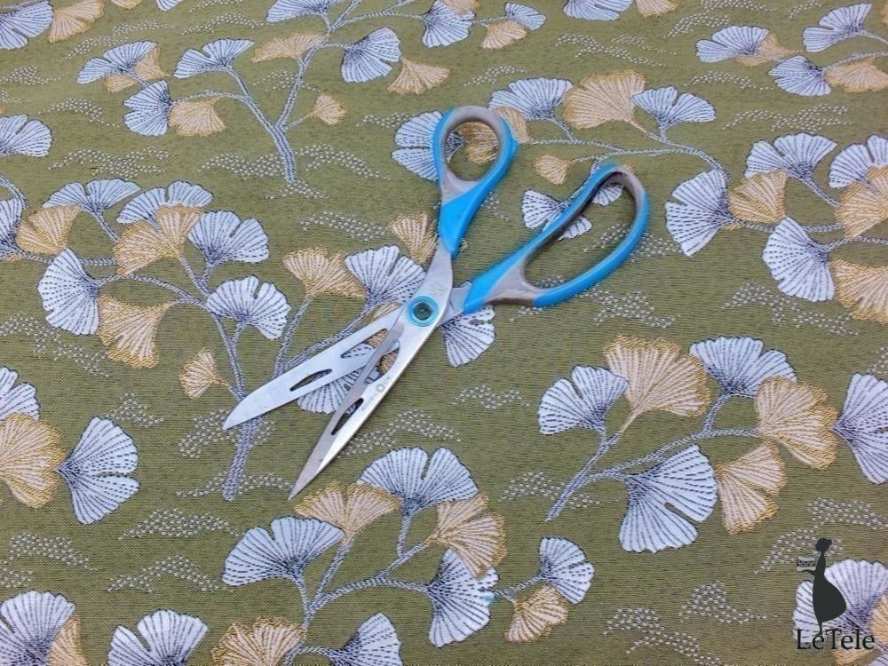Tessuto arredo jacquard alt. 140 cm. "Ginkgo" kaki - letele.it tessuti arredo