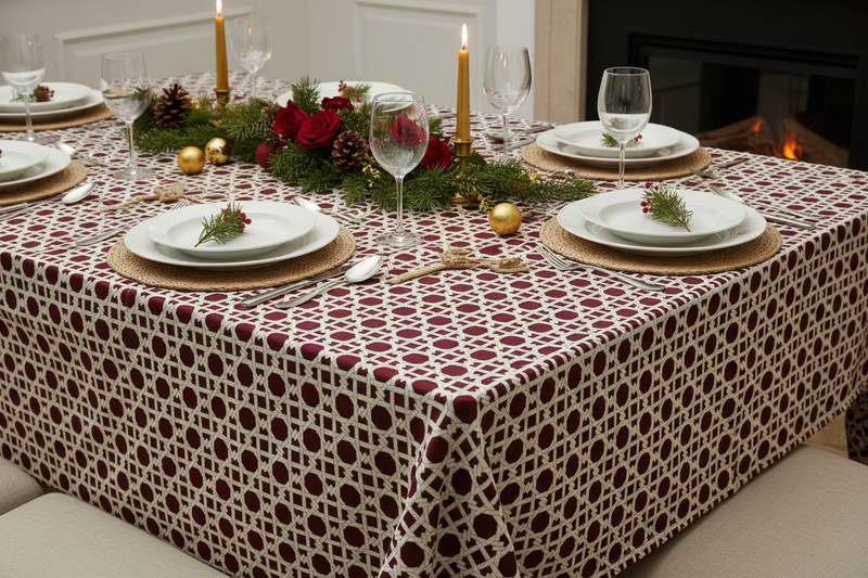 Tessuto arredo jacquard reversibile jacquard "Cannage" bordò