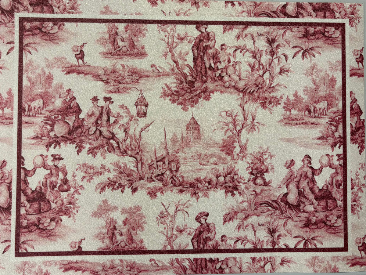 Tovaglietta in vinile cm. 45 x 30 "Toile de Jouy" rosso