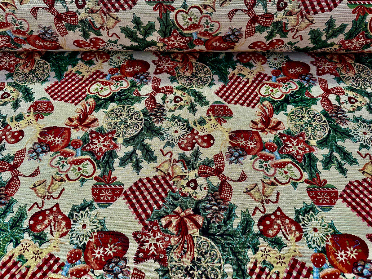 Tessuto arredo in gobelin natalizio "Cortina" lurex