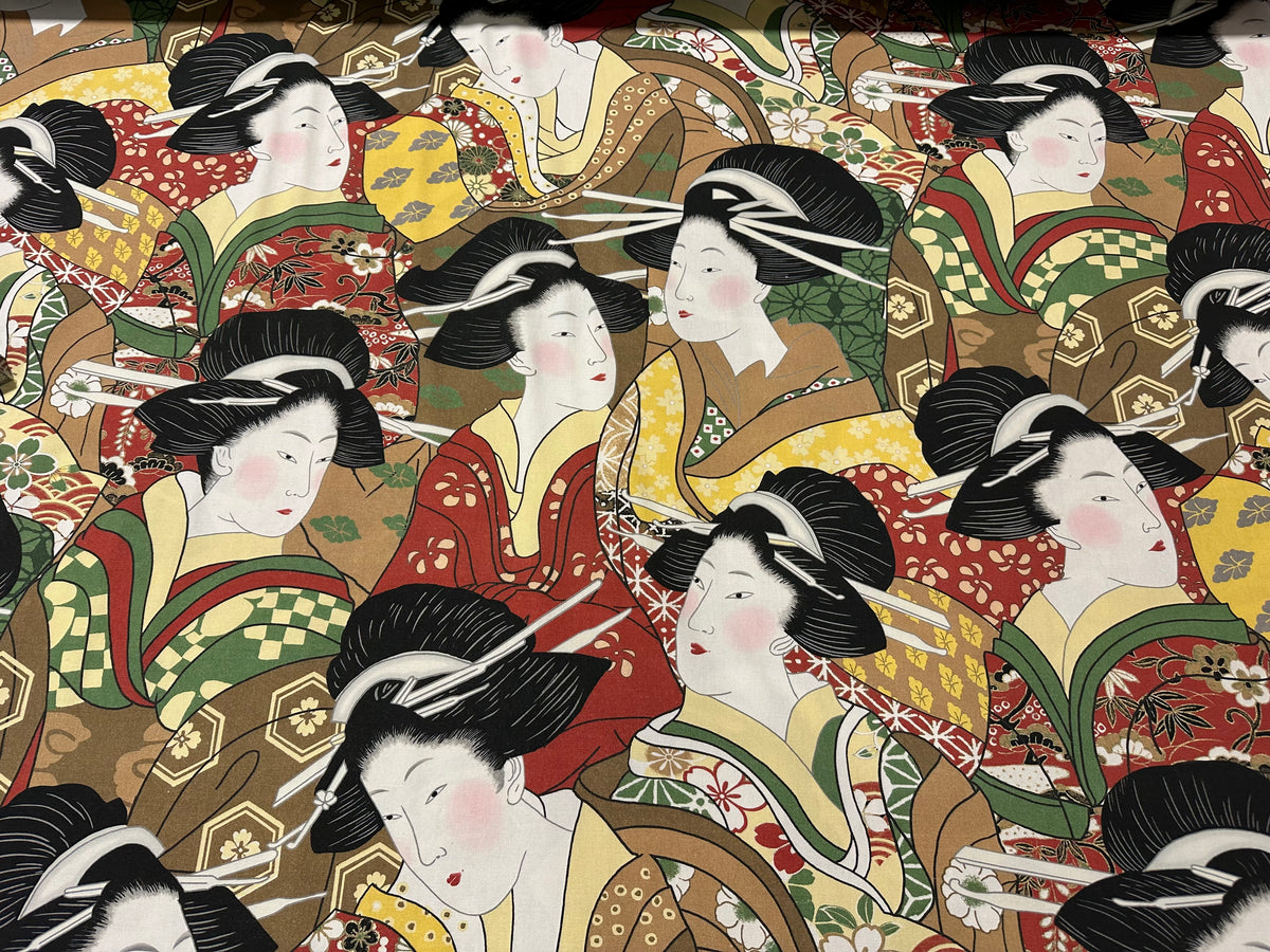 Printed cotton furnishing fabric, 280 cm high. "Geisha"