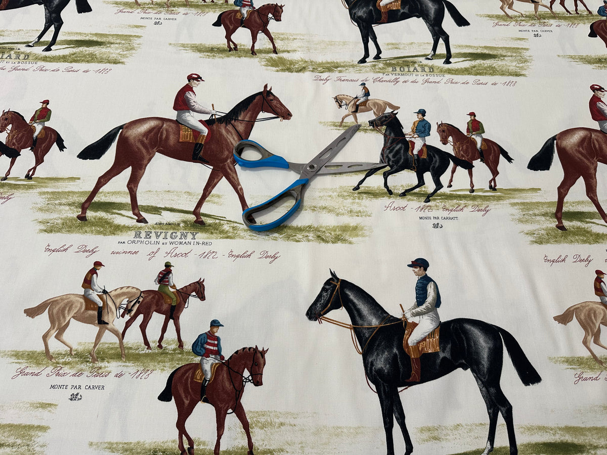 Tessuto arredo in cotone stampato alt. 280 cm. " Equitazione"