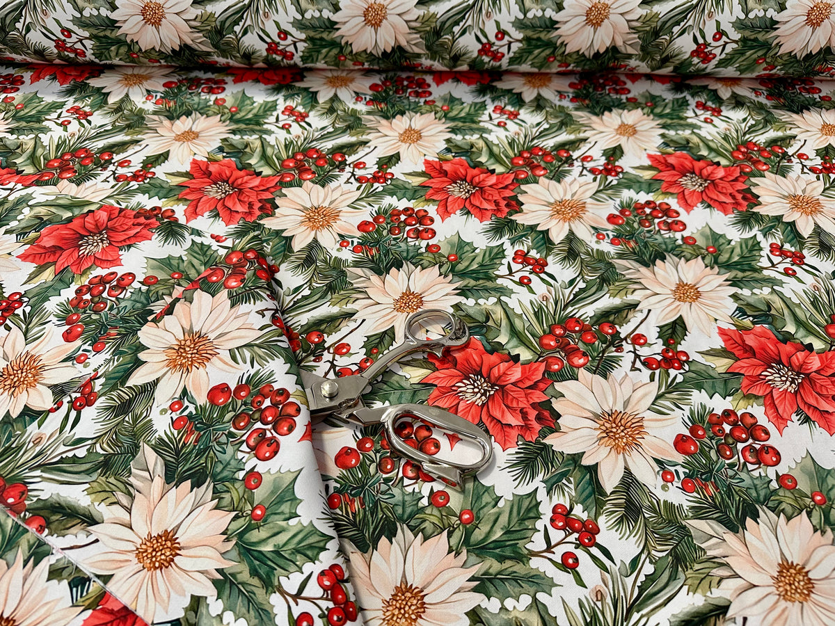 Tessuto natalizio in cotone stampato alt. cm. 320 "Snowbell"