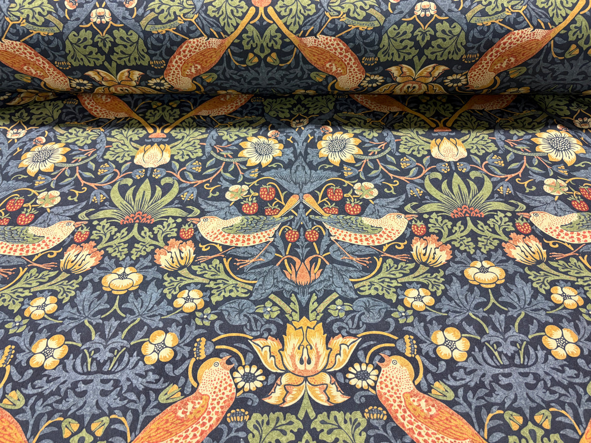 Tessuto arredo in cotone stampato larghezza 280 cm. "Arts & Crafts" Stawberry