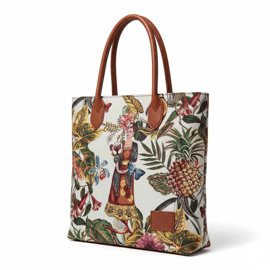 pannello jacquard formato cuscino/shopper cm. 47 x 47  "Tijuana" fondo beige