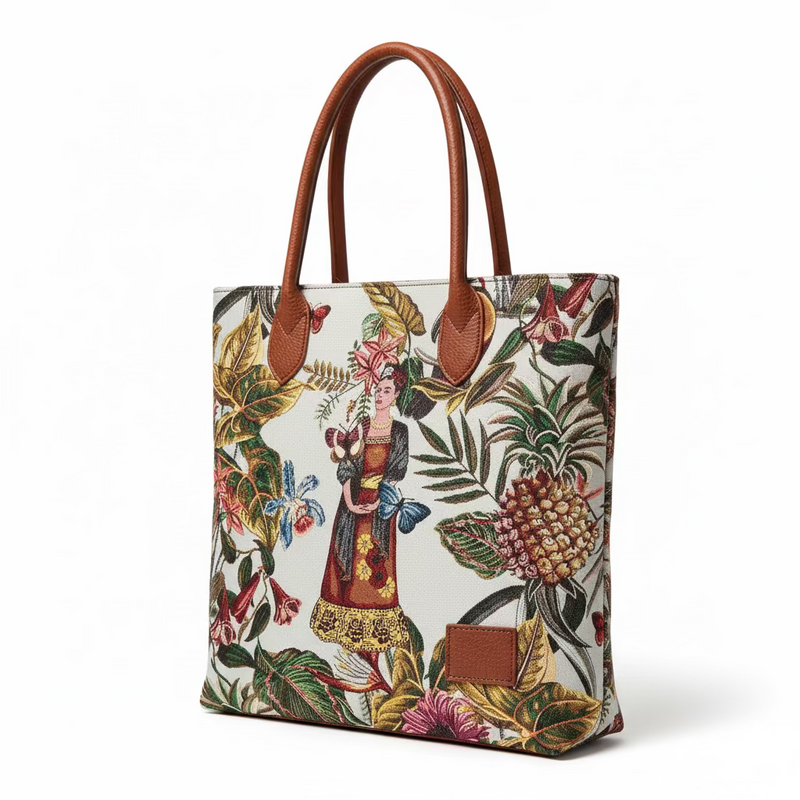 pannello jacquard formato cuscino/shopper cm. 47 x 47  "Tijuana" fondo beige