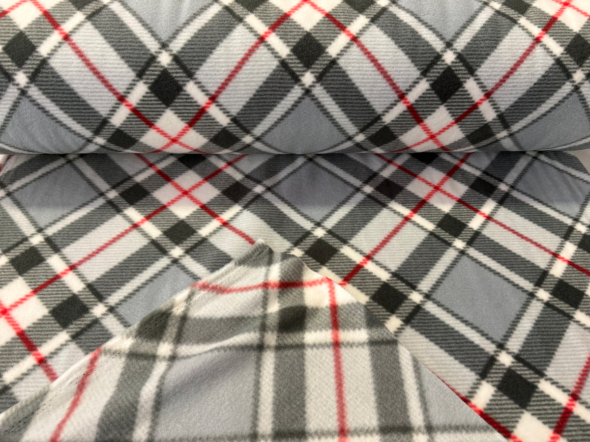 Tessuto pile scozzese diagonale grigio/nero