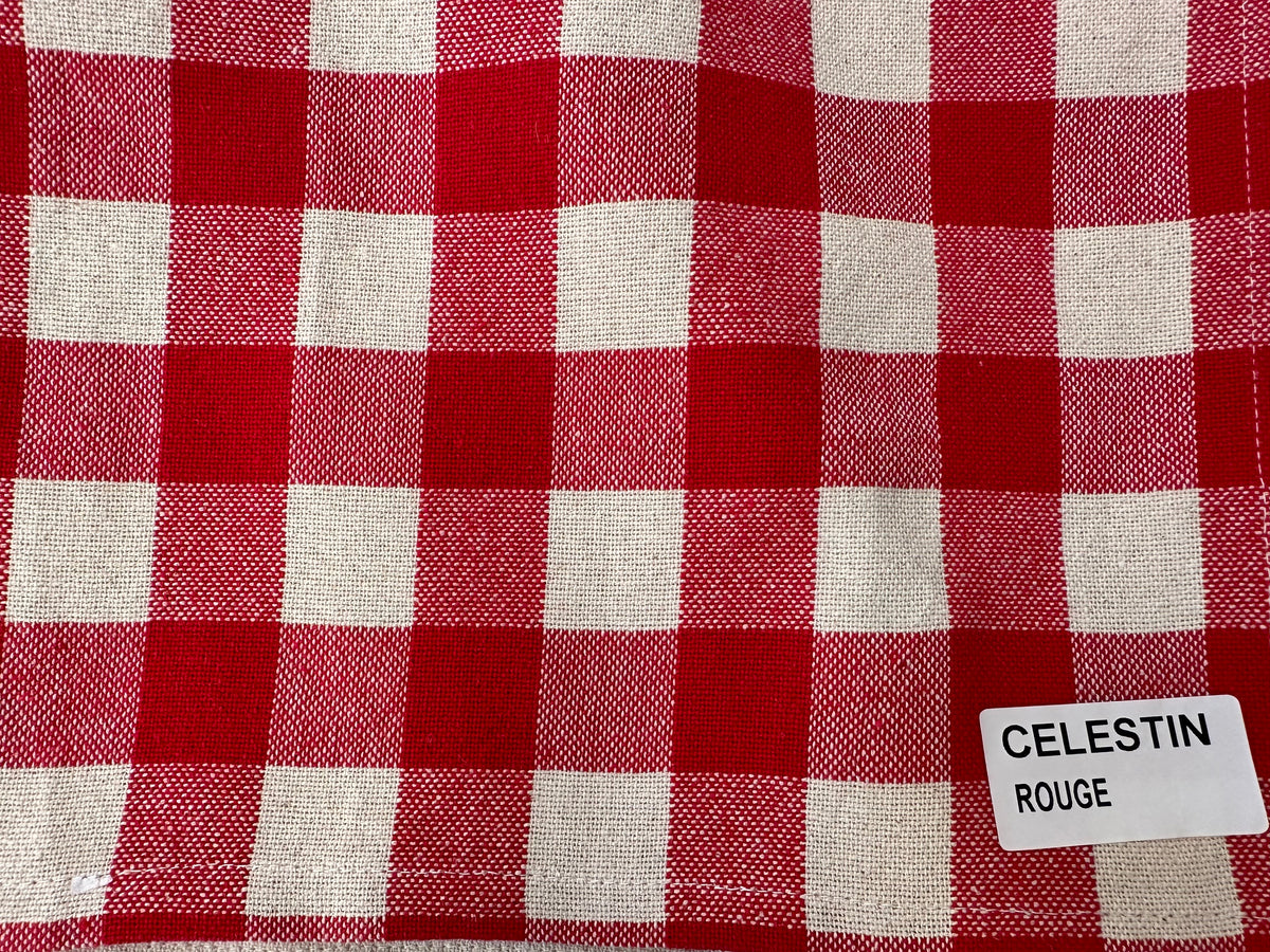 Yarn-dyed cotton furnishing fabric "celestin" rouge