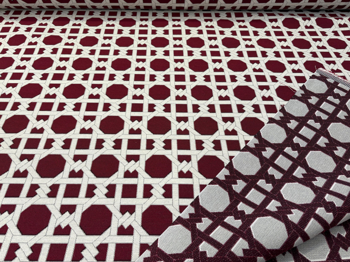 Tessuto arredo jacquard reversibile jacquard "Cannage" bordò