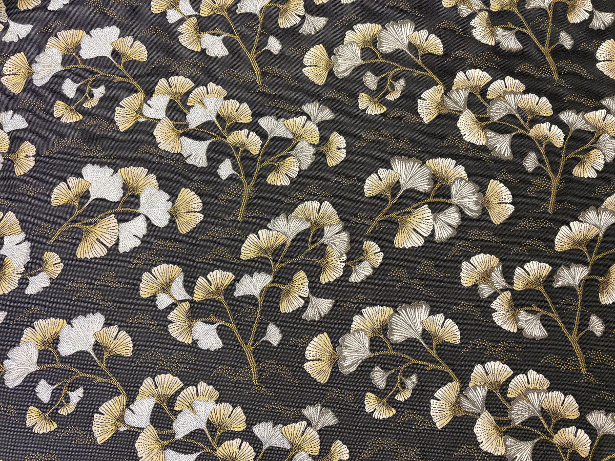 Jacquard decorative fabric "Ginkgo" graphite