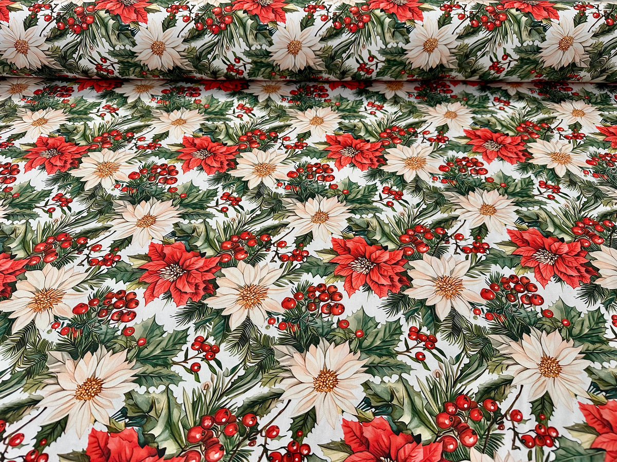 Tessuto natalizio in cotone stampato alt. cm. 320 "Snowbell"
