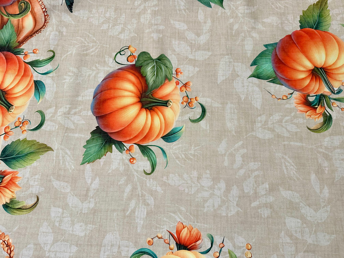Tessuto in cotone stampato alt. 160 cm. "Zucche"