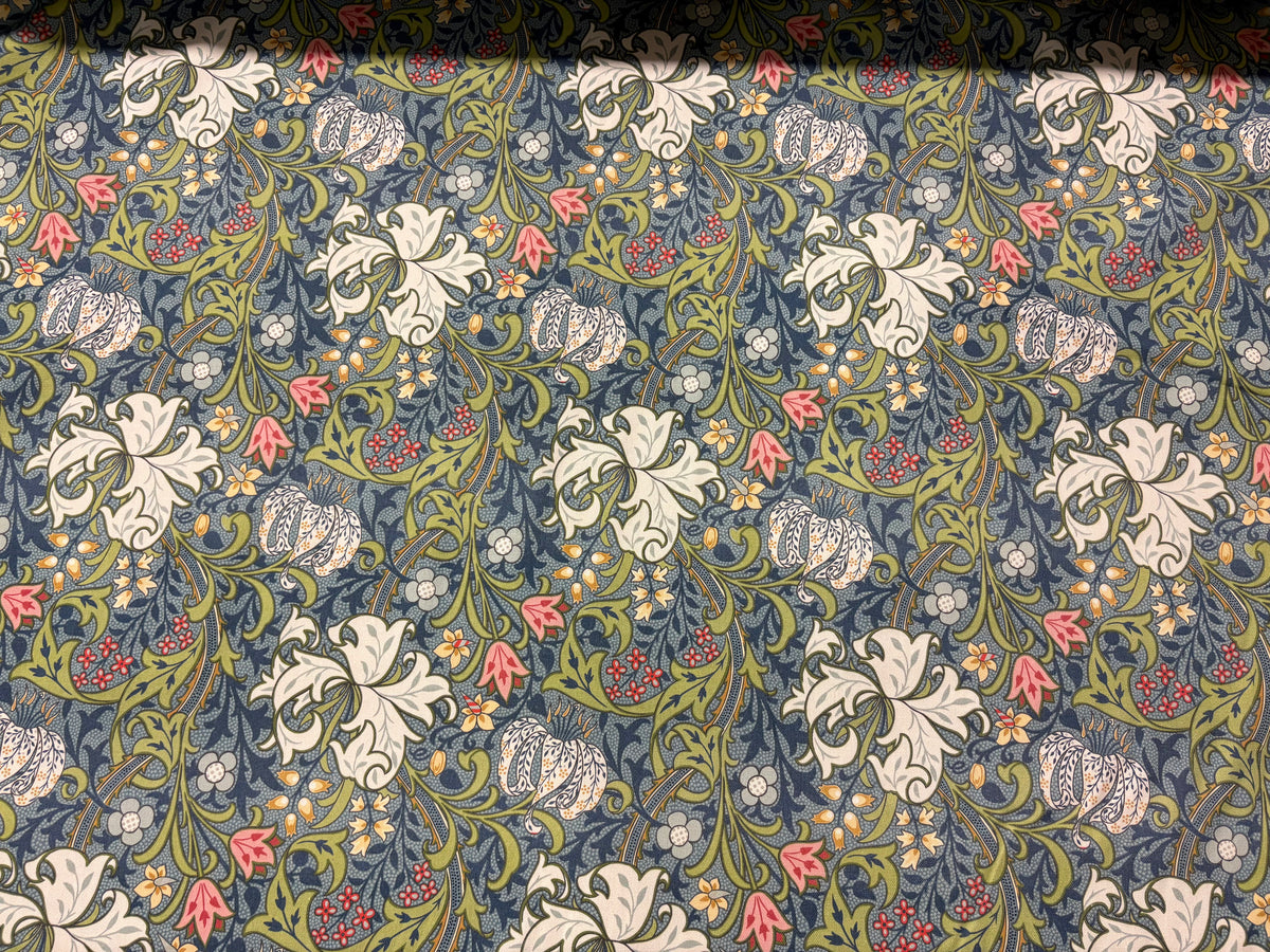 Tessuto arredo in cotone stampato larghezza 280 cm. "Arts & Crafts" Golden