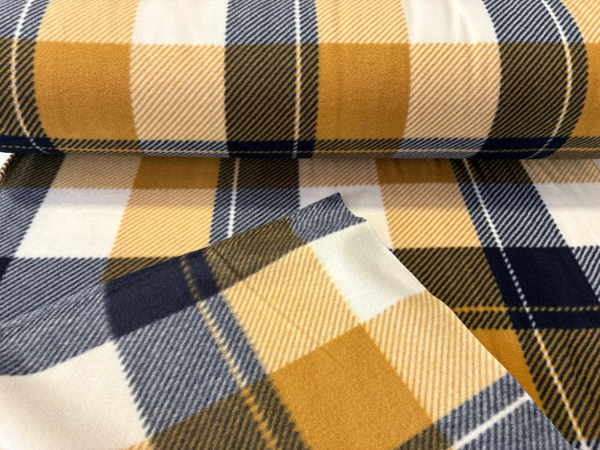 Tessuto pile scozzese nero/beige