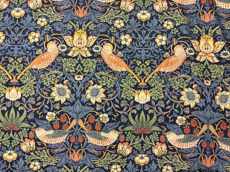 Tessuto arredo in cotone stampato larghezza 280 cm. "Arts & Crafts" Stawberry