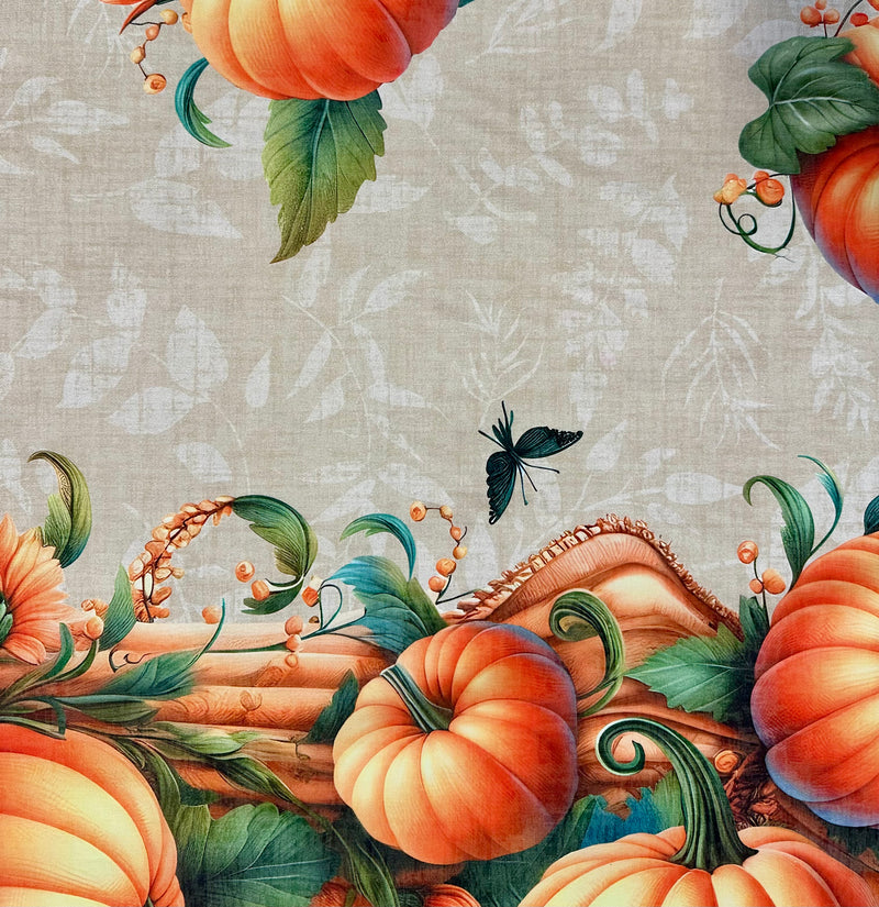 Tessuto in cotone stampato alt. 160 cm. "Zucche"