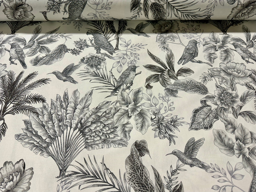 Printed cotton furnishing fabric height. 280 cm. "Hummingbird"