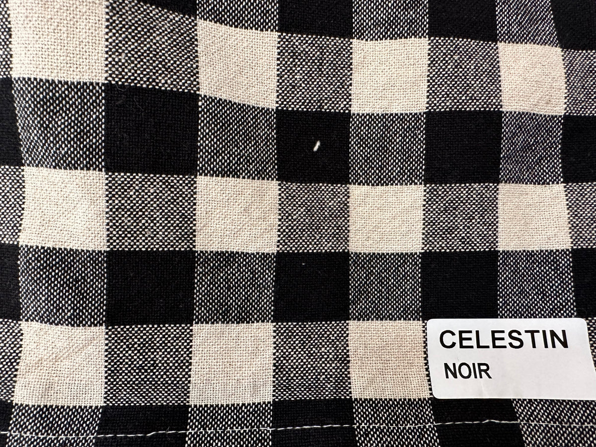 "Celestin" noir yarn-dyed cotton furnishing fabric