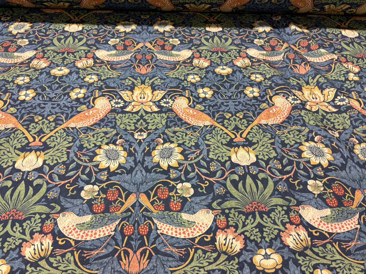 Tessuto arredo in cotone stampato larghezza 280 cm. "Arts & Crafts" Stawberry