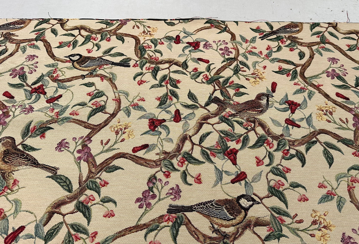 Tessuto arredo gobelin "Bird Allure" fondo beige