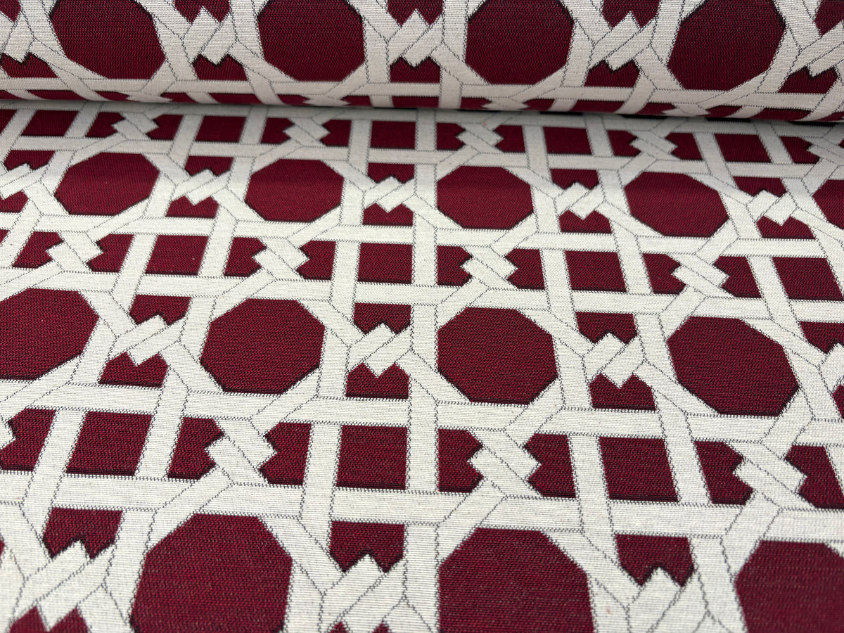 Tessuto arredo jacquard reversibile jacquard "Cannage" bordò