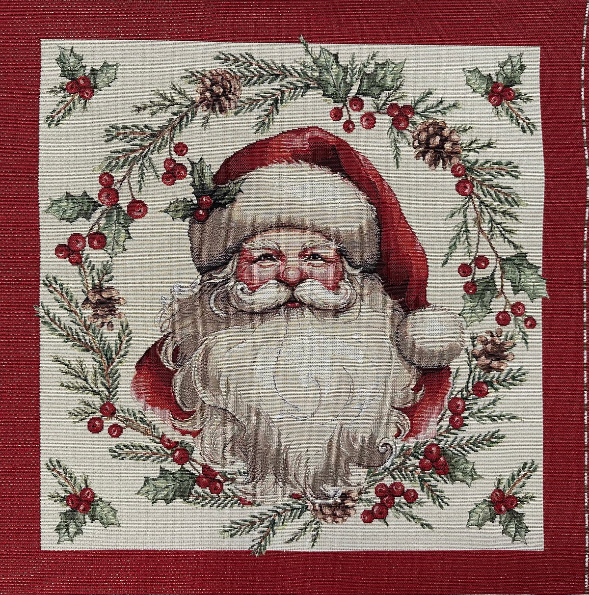 Pannello natalizio gobelin formato cm. 47x47 "Happy Klaus"