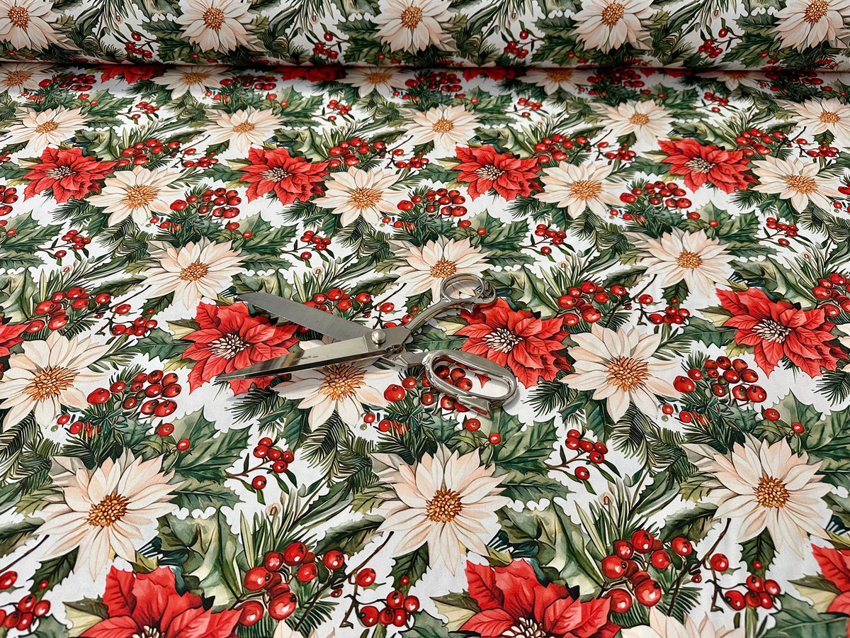 Tessuto natalizio in cotone stampato alt. cm. 320 "Snowbell"