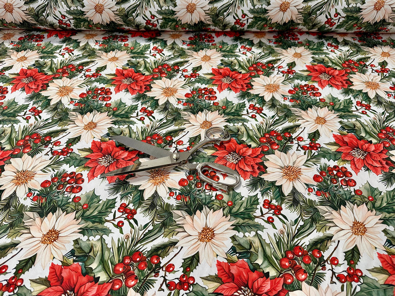 Tessuto natalizio in cotone stampato alt. cm. 320 "Snowbell"