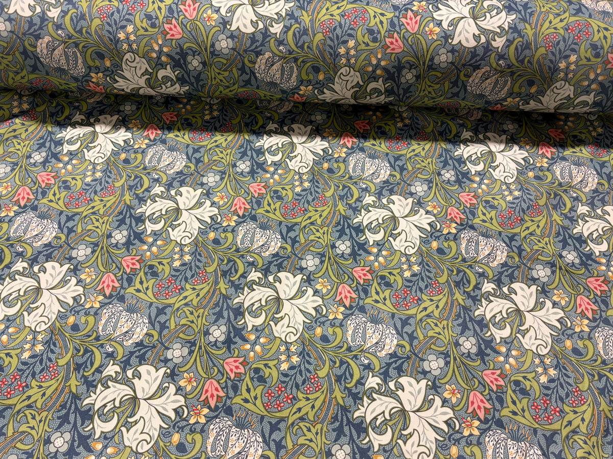 Tessuto arredo in cotone stampato larghezza 280 cm. "Arts & Crafts" Golden