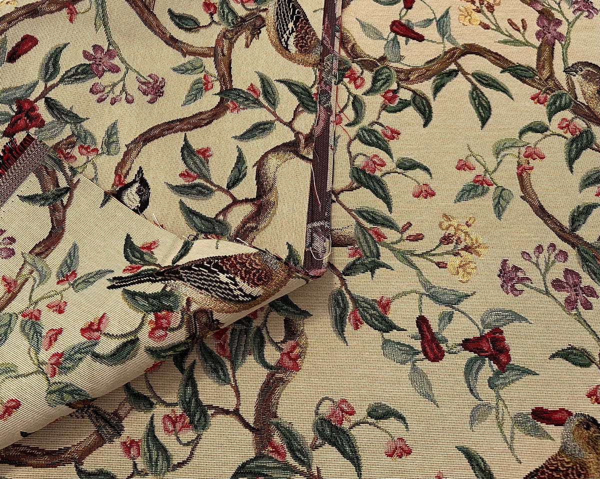 Tessuto arredo gobelin "Bird Allure" fondo beige