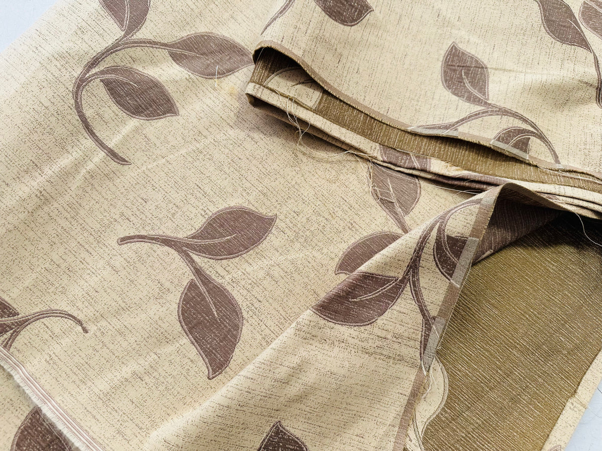 Remnant of jacquard upholstery fabric "beige leaves"