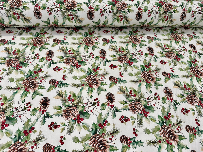 Tessuto arredo natalizio in cotone stampato alt. 320 cm. "Fiochetto"