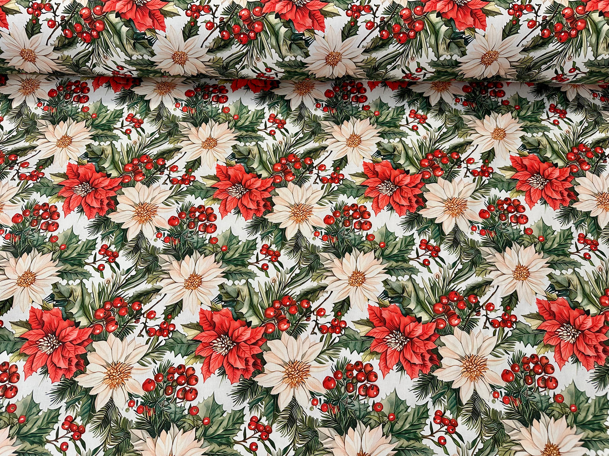 Tessuto natalizio in cotone stampato alt. cm. 320 "Snowbell"