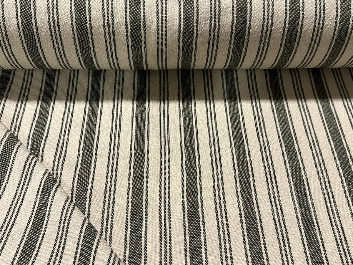 Yarn-dyed cotton furnishing fabric "eugene" noir