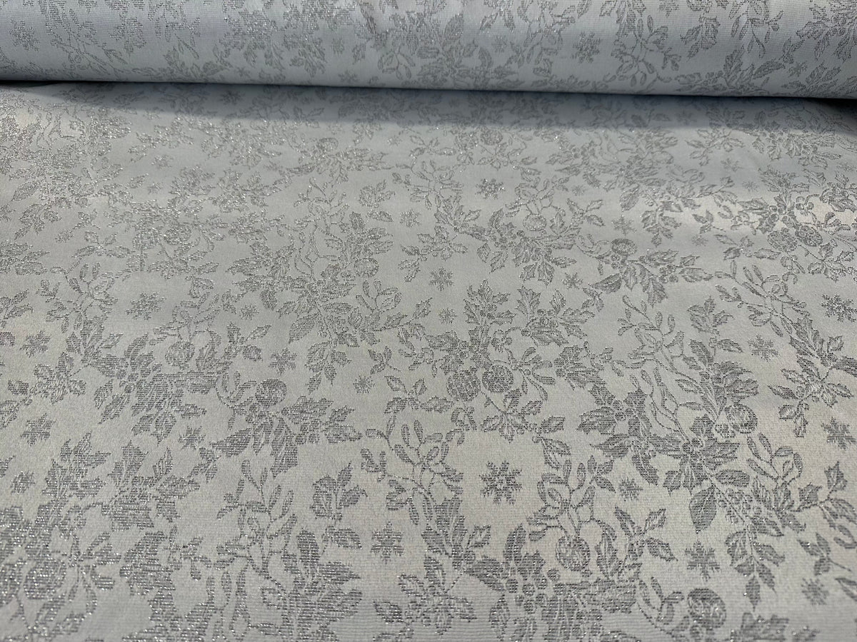 tessuto jacquard "cretonne noel argento" alt 280 cm.