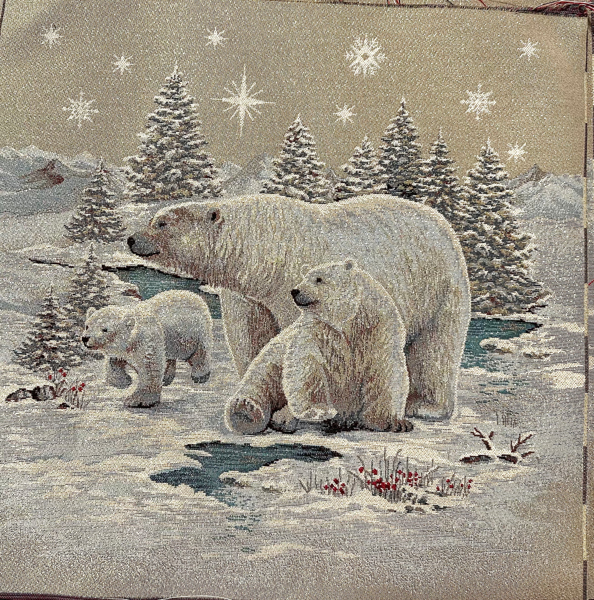 Christmas panel in gobelin cm. 47x47 "Bears" lurex