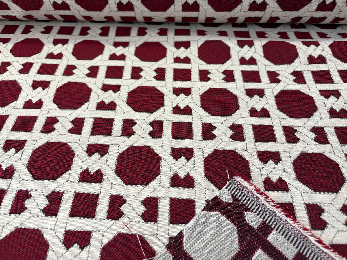 Tessuto arredo jacquard reversibile jacquard "Cannage" bordò