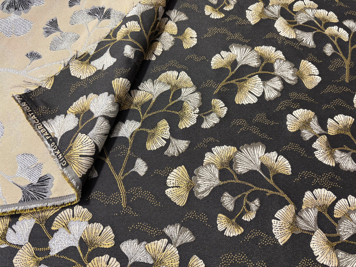 Jacquard decorative fabric "Ginkgo" graphite