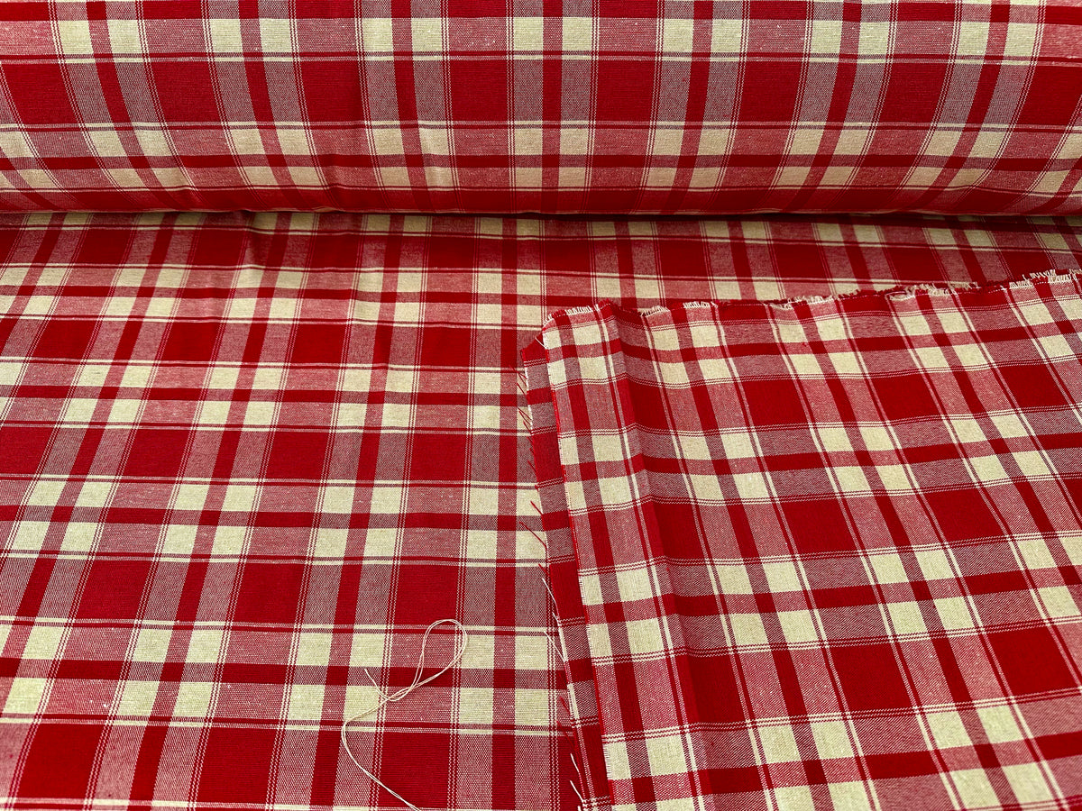 "check" yarn-dyed cotton furnishing fabric