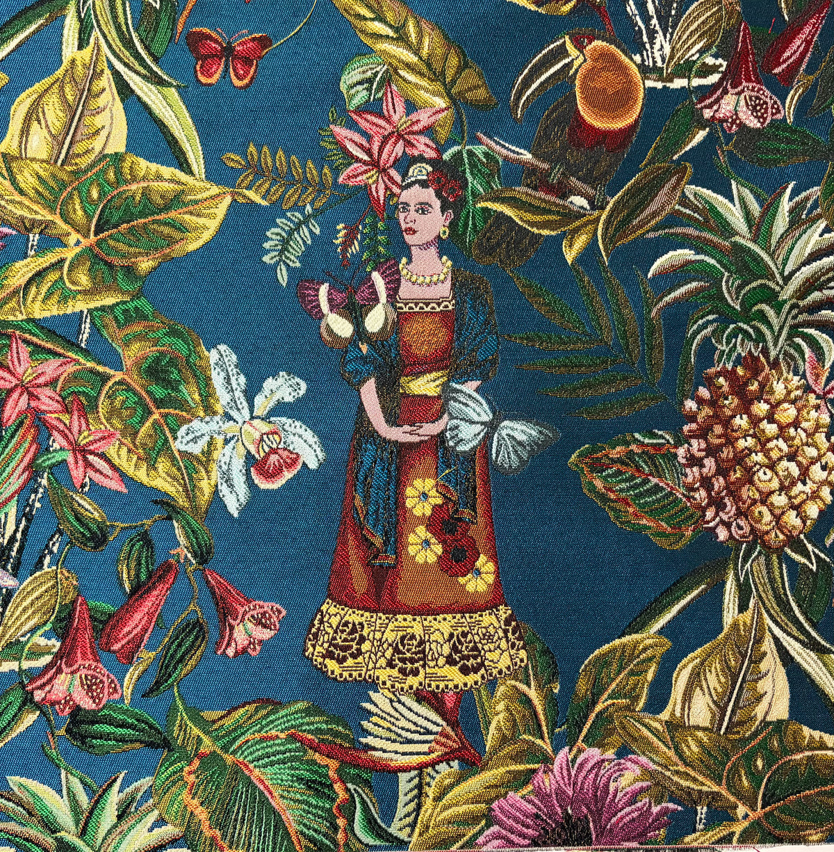 pannello in tessuto jacquard cm. 47 x 47 "Tijuana" fondo blu