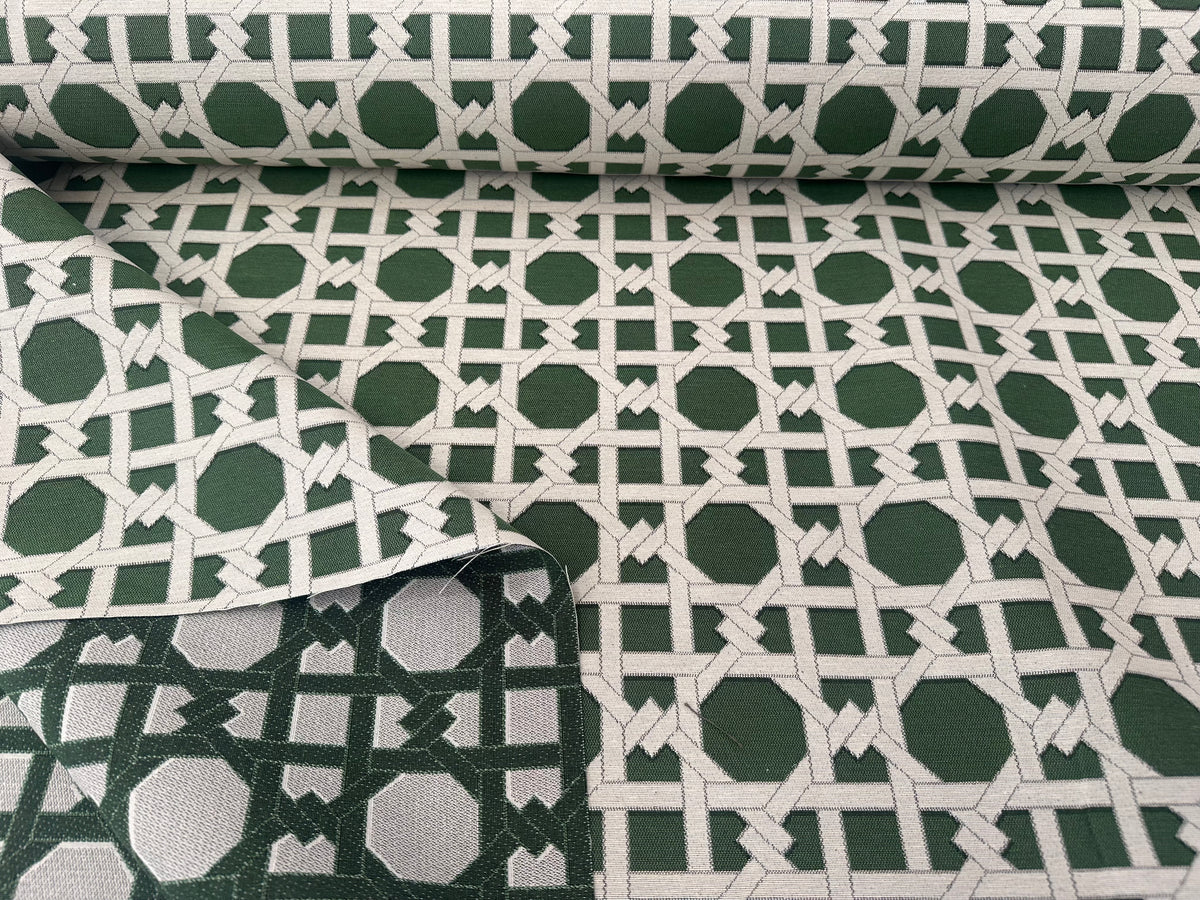 Tessuto arredo jacquard "Cannage" verde
