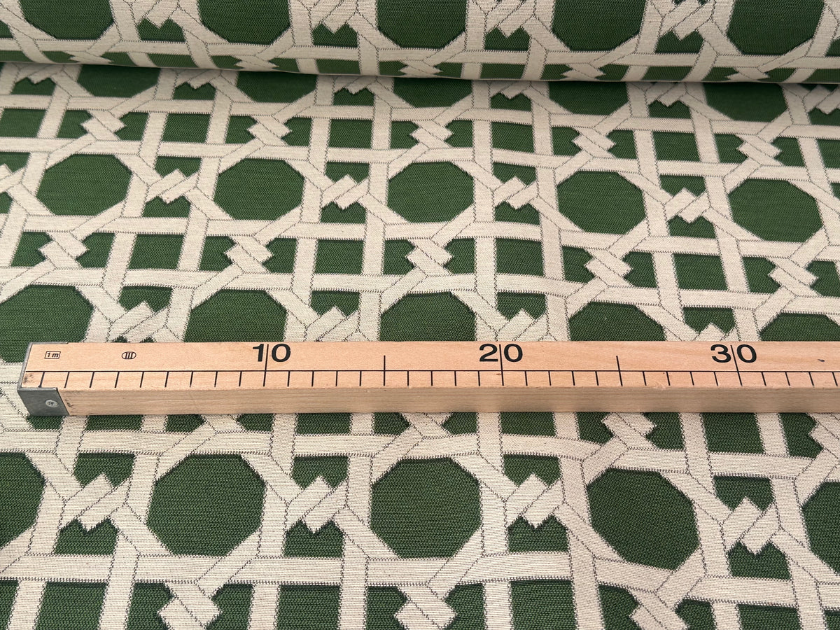 Tessuto arredo jacquard "Cannage" verde