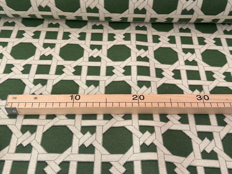 Tessuto arredo jacquard "Cannage" verde