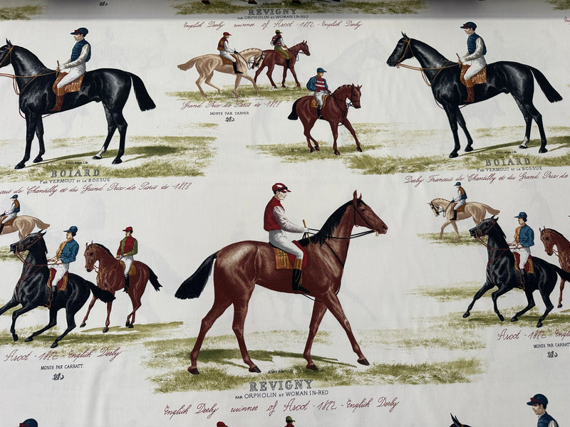 Tessuto arredo in cotone stampato alt. 280 cm. " Equitazione"