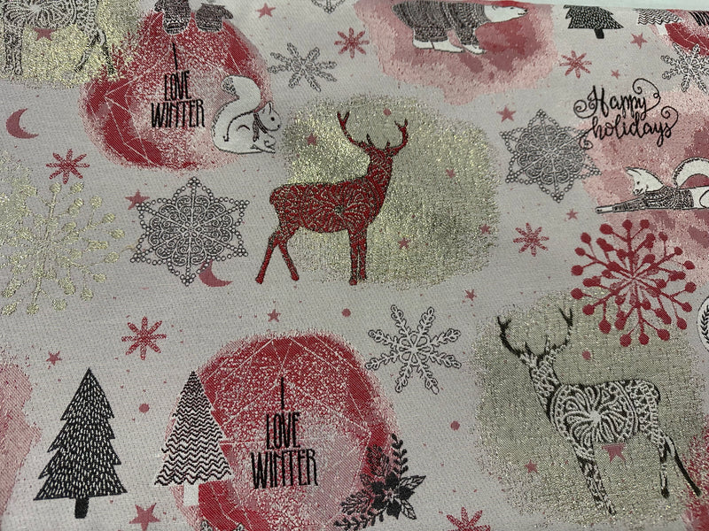 Christmas jacquard fabric width 280 cm "blue winter" n.2