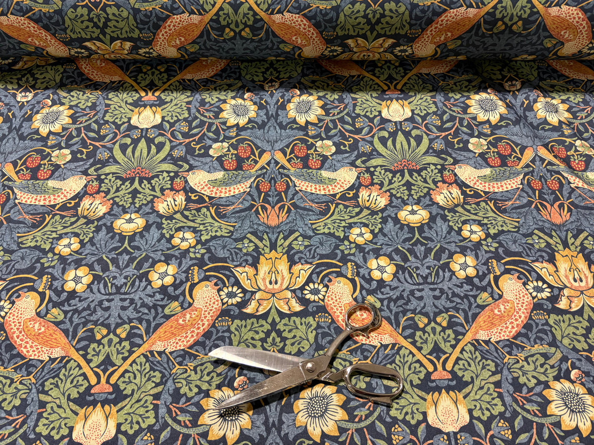 Tessuto arredo in cotone stampato larghezza 280 cm. "Arts & Crafts" Stawberry