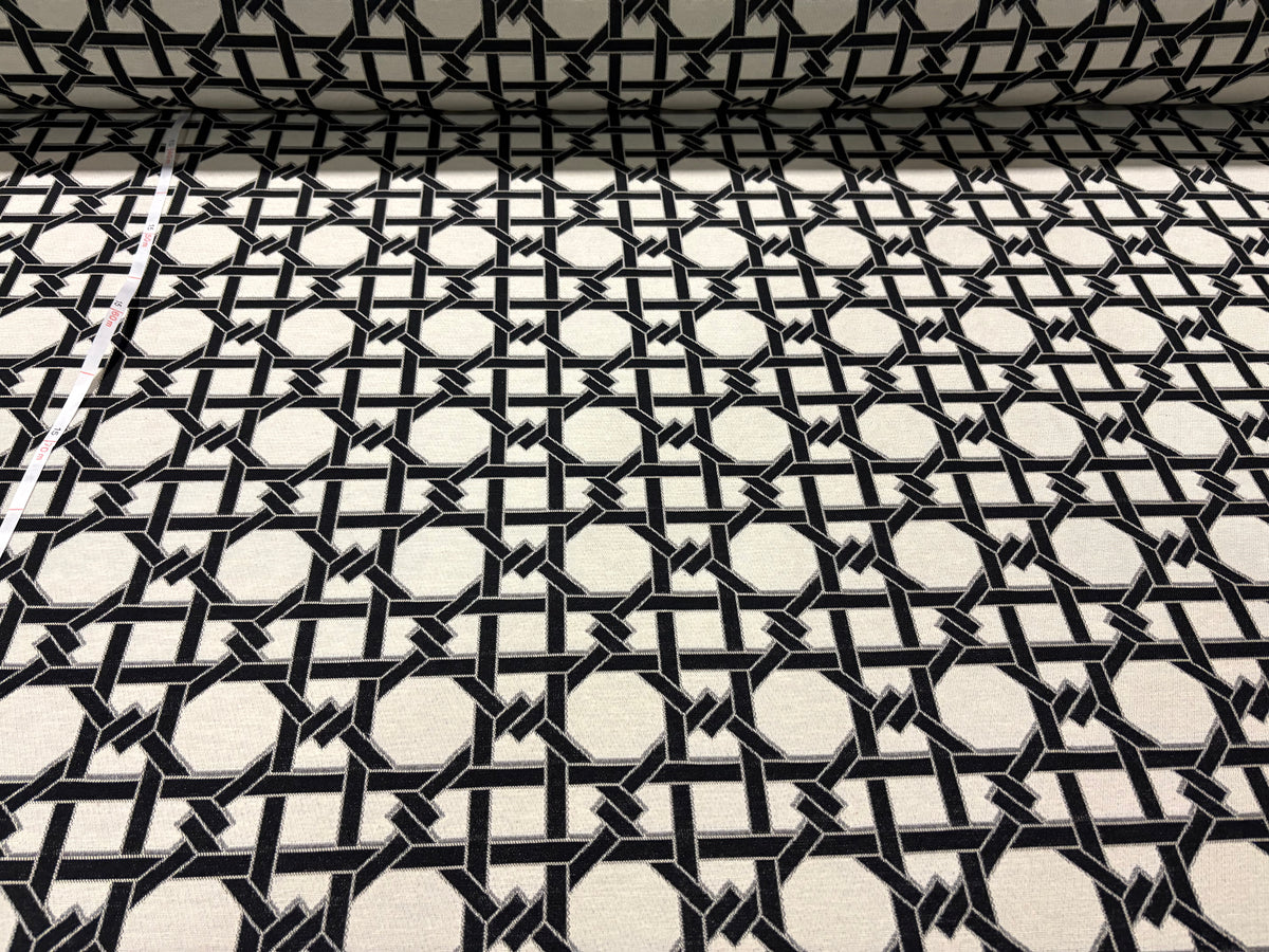 Tessuto arredo jacquard "Cannage" nero positivo