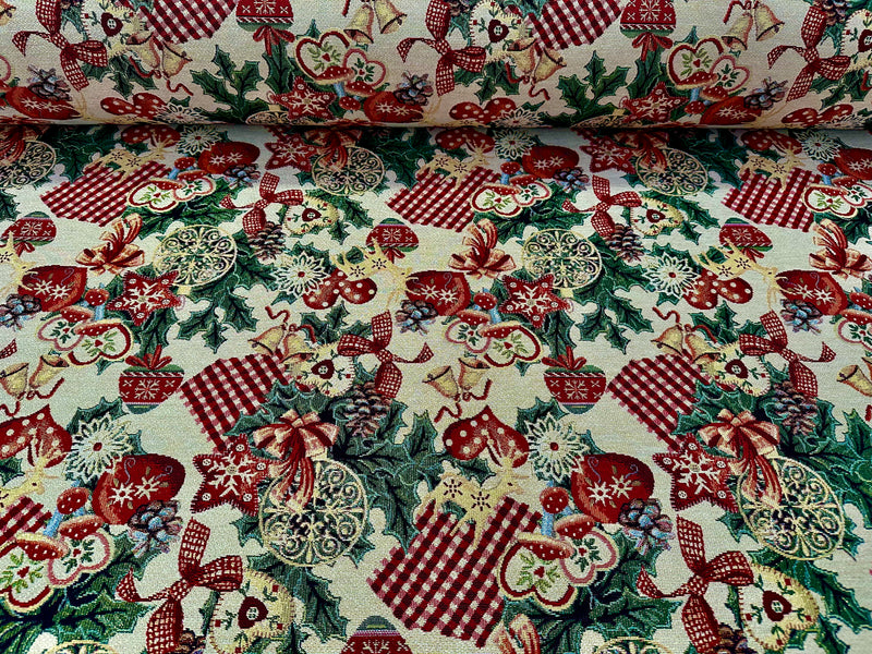 Tessuto arredo in gobelin natalizio "Cortina" lurex